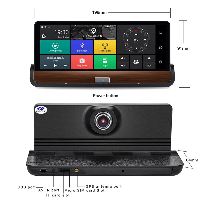 E ACE Dashcam 3G Автомобильный видеорегистратор GPS Навигация 16G авто камера Android 7 0