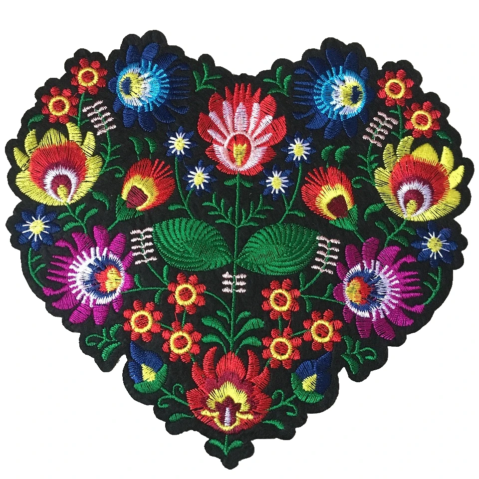 1 шт. большие вышитые цветочные нашивки WUYUCONG в форме сердца, приклеивающаяся вышивка, аппликация «сделай сам», аксессуары для вечеринок