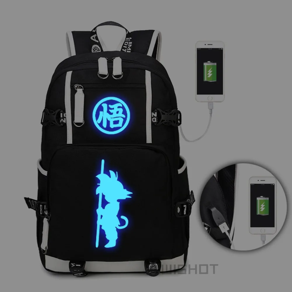 WISHOT Dragon Ball светящийся Многофункциональный рюкзак с usb зарядкой Холщовая Сумка