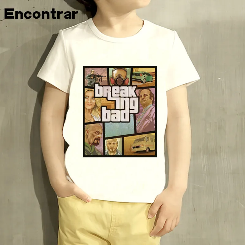 Повседневная футболка GTA 5 Breaking Bad Design для маленьких мальчиков и девочек забавные