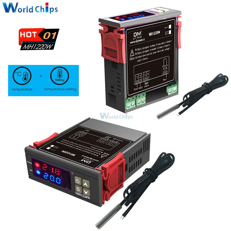 Цифровой термостат MH1220W 220V 110V 12V светодиодный контроллер температуры внутренний