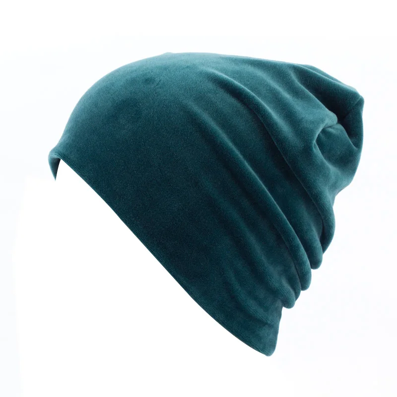 Женская велюровая шапка бини, повседневная, полиэстер, Skullies Beanies для женщин, зимняя, бархатная, простая Балаклава, шапка Sapka - Цвет: Green