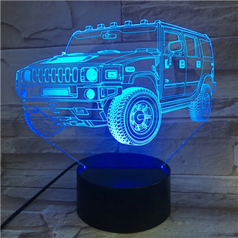Новинка Ночной светильник Luminaria Jeep Car Off road Suv 3D иллюзионная лампа светодиодный