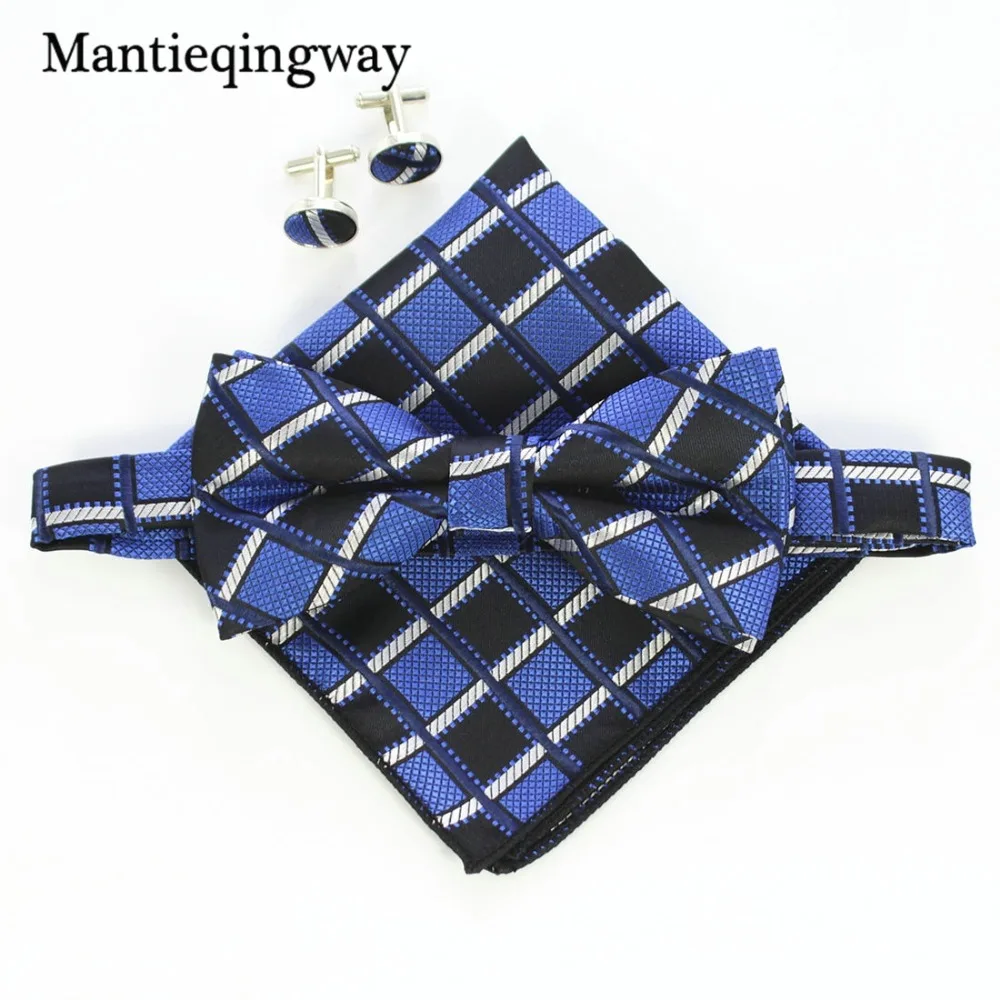 Mantieqingway Для мужчин галстук бабочка комплект для свадьбы человек плед узоров