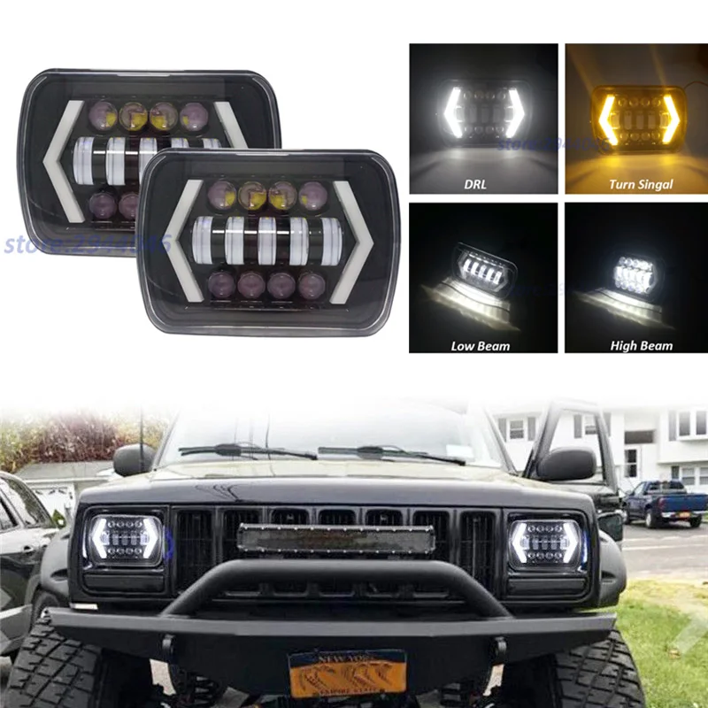 1 пара 5x7 &quot7x6 дюймов ангельские глазки DRL H4 светодиодный квадратный фонарь для Jeep