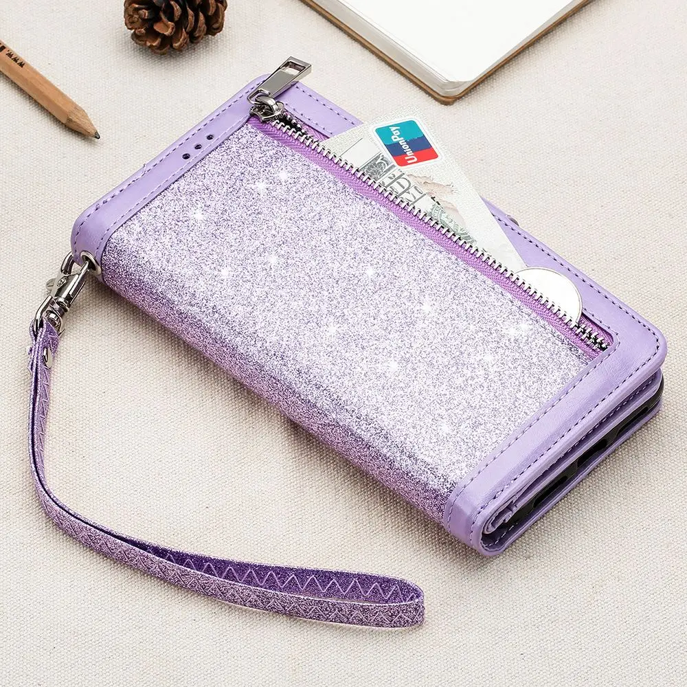 Purple L-FADNUT чехол для телефона на молнии, флип-кошелек, чехол для huawei P30 Pro L20 Lite, противоударный держатель для карт, кожаный чехол для huawei mate 20 - Цвет: Purple
