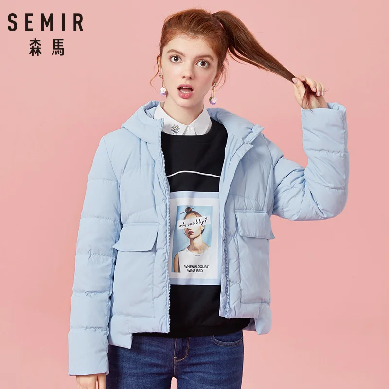 Куртка SEMIR женская зимняя Модная парка с капюшоном теплая ватная верхняя одежда