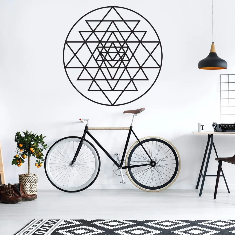 

Geometry Wall Art Mural Sri Yantra Wall Decal Meditation Mystical Spiritual Pattern Wall Vinyl Sticker Home Decoration AY1496