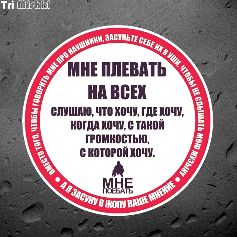Tri мишики WCS647 14x14 см с буквенным принтом надписью я не забота о всех Автомобильная