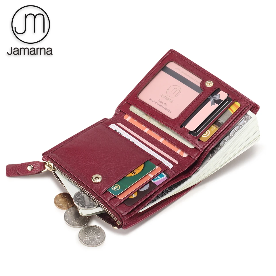Jamarna женский кошелек из натуральной кожи маленький на молнии короткий для монет