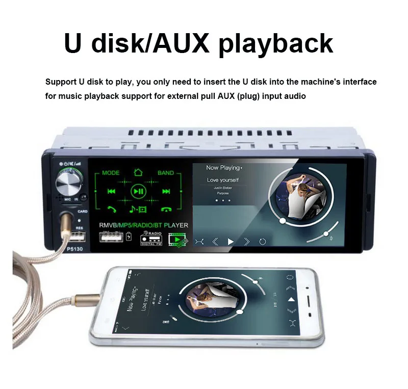 1 Din автомагнитола " HD аудио стерео Мультимедийный плеер Bluetooth MP5 плеер авторадио сенсорный экран AM FM Радио RDS u-диск AUX Play