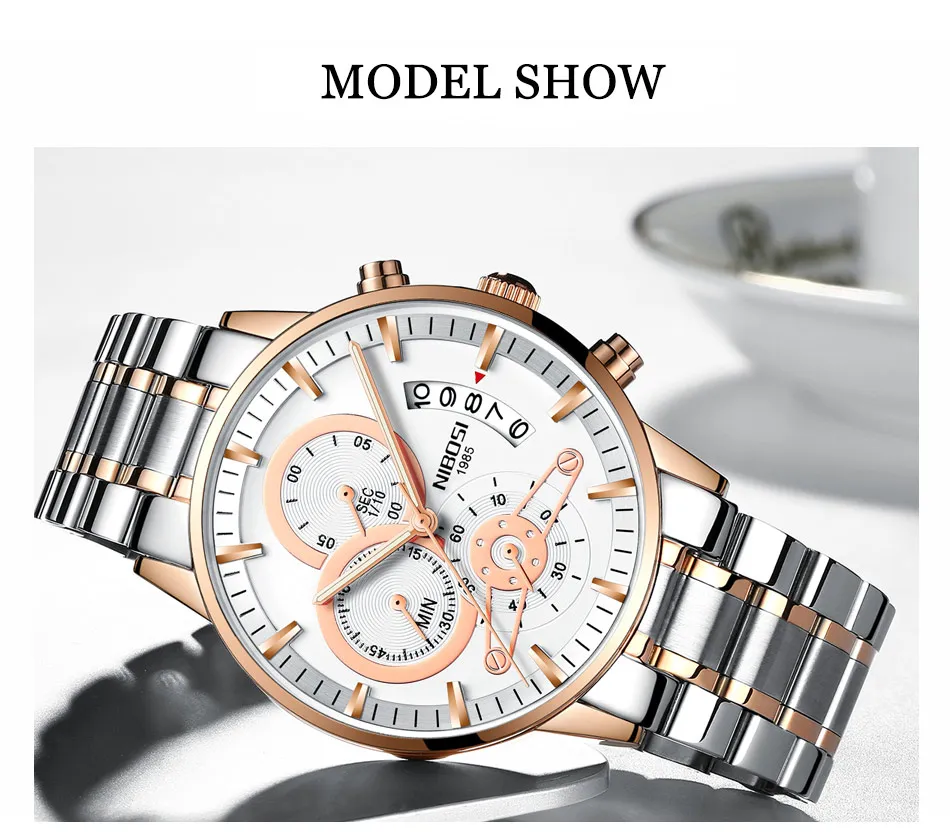 NIBOSI Топ бренд класса люкс модные мужские часы кварцевые хронограф Relogio Masculino 30 м