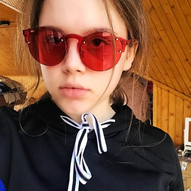 SHAUNA модные яркие цвета женские круглые солнечные очки Rimess трендовые мужские