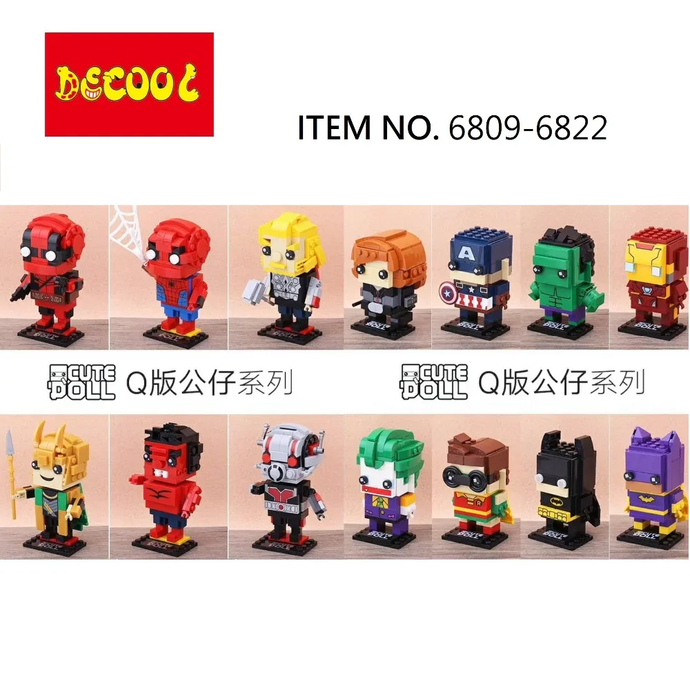 Совместимость с legoed Decool marvel brickheadz Супергерои Мстители бетмен И Дедпул игрушки
