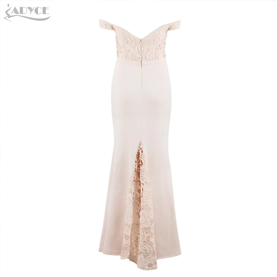 Adyce 2019 New Arrival Women Long Bandage Dress Apricot Strapless Lace Maxi Dresses Celebrity Party Vestidos de festa | Женская одежда