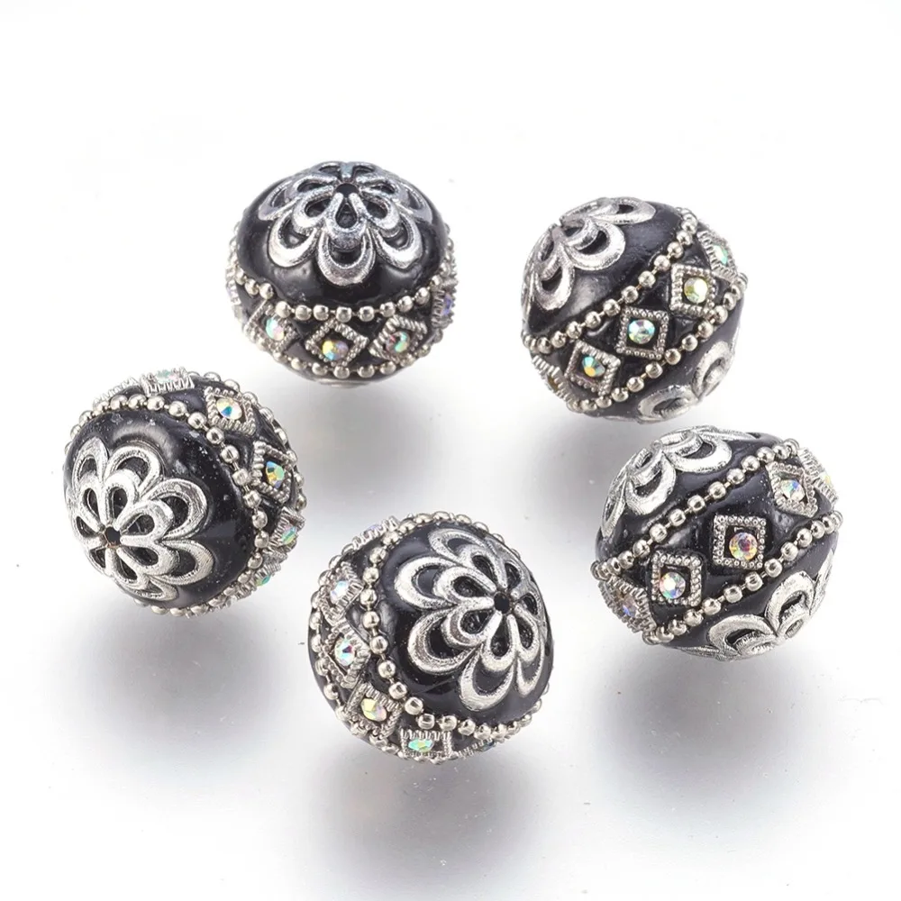 

5pcs 20mm Handmade Indonesia Beads with Metal Findings Round Antique DIY Jewelry Making Necklace Bracelets Supplies