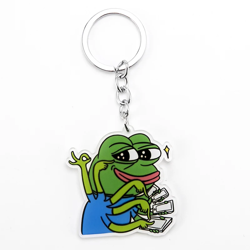 Зеленая лягушка Pepe, брелок для ключей, на ощупь, плохой человек, брелок для ключей, для мужчин и женщин, на ощупь, хороший человек, поп-культура, лягушка, ювелирное изделие, брелок