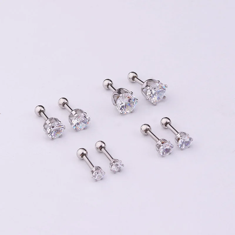 Sellsets 3/4/5/6mm круглые Cz козелка вперед спирали пирсинга хрящей серьги 316L Нержавеющая сталь ювелирные изделия пирсинг уха
