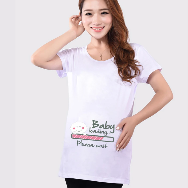 Лидер продаж летние Забавные Рубашки для беременных Детская футболка с