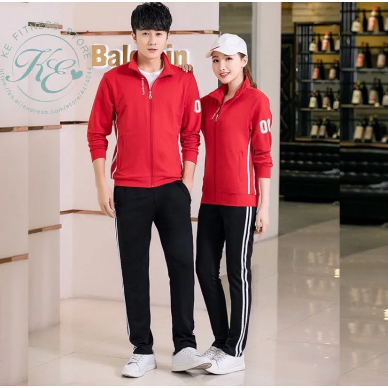 Rojo con numeros Спортивный комплект унисекс Chandal de hombre спортивный костюм для женщин chandal de mujer тренировочный костюм женский спортивный костюм fato de treino mulher - Цвет: Rojo con numeros