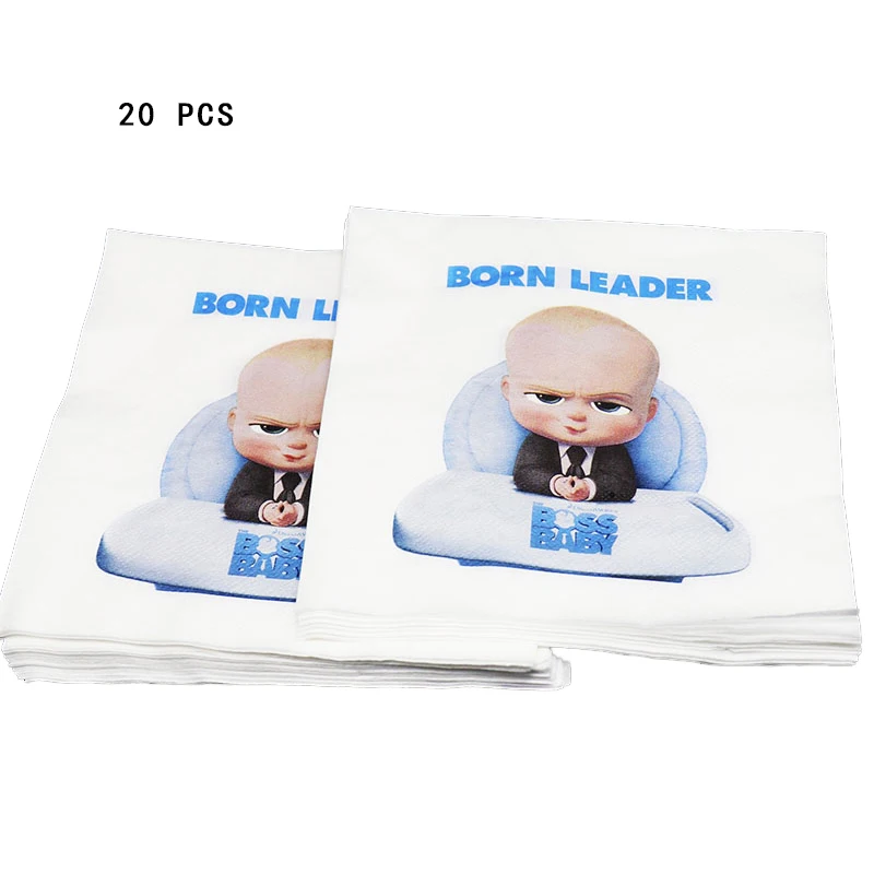Napkin 20pcs Baby Boss тематическая вечеринка на день рождения украшения Детские шары счастливые бумажные тарелки для дня рождения салфетки для стаканчиков баннеры - Цвет: Napkin 20pcs