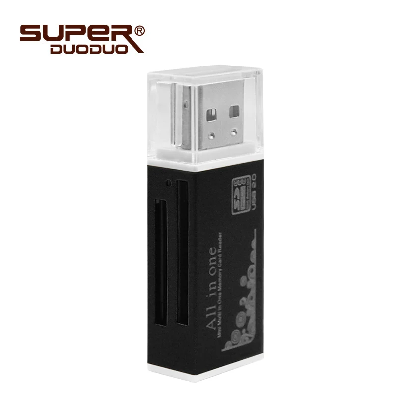 black USB ридер со вспышкой цветной USB 2,0 все/мульти в 1 устройство для чтения карт памяти Адаптер для Micro SD SDHC TF M2 MMC лучшие подарки - Цвет: black