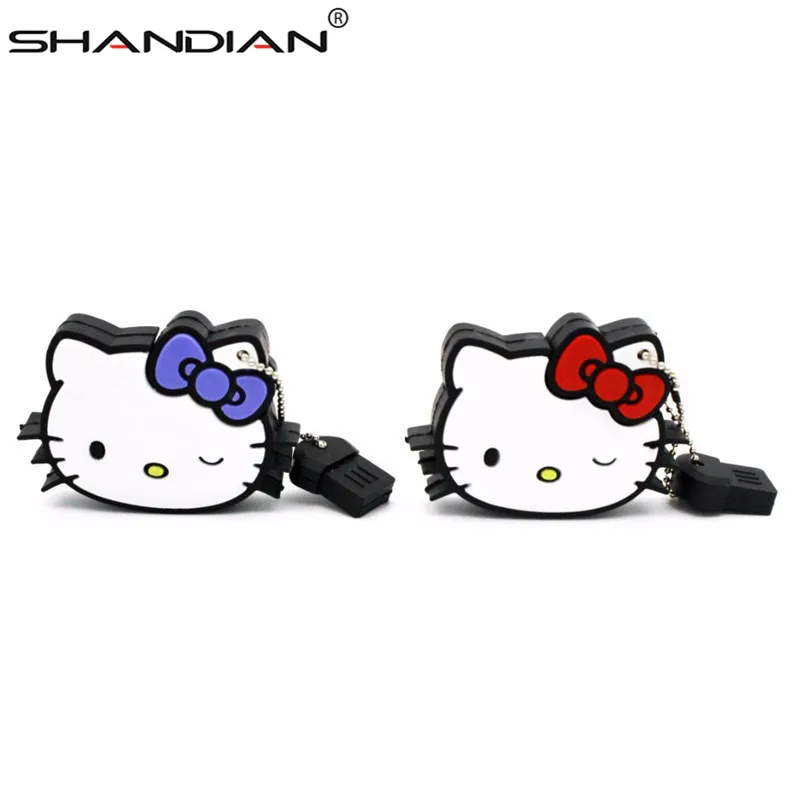 SHANDIAN,, милый USB флеш-накопитель hello kitty, 4 ГБ, 8 ГБ, 16 ГБ, 32 ГБ, 64 ГБ, флеш-карта, usb-флешка Kitty Cat, usb-флешка с рисунком котенка, u-диск