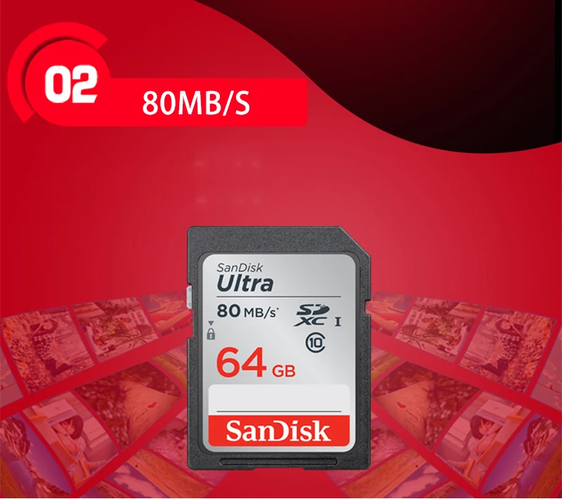 SD карты SanDisk Ultra 8 ГБ 16 ГБ 32 ГБ SDHC 64 ГБ 128 ГБ SDXC Class10 карты памяти c10 80 МБ/с. уш-1 Поддержка для Камера