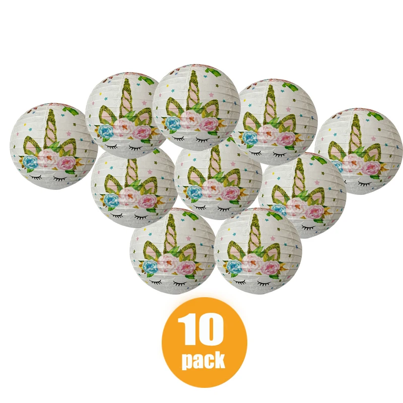 10 шт./компл. &quotбелый бумажный фонарь с единорогом и цветком lampion для Babyshower День