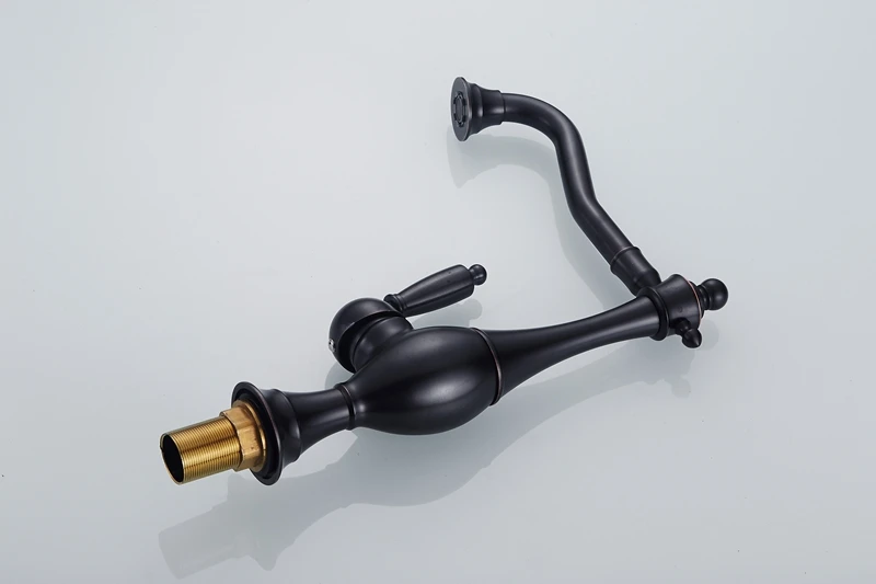 Kitchen Faucet Euro Retro Oil Rubbed Black Bronze Swivel Singe Handle Bathroom Basin Kitchen Deck Mounted Sink Mixer Tap