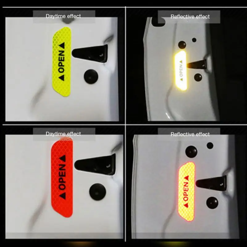

New 4PCS Protector Accessories Car Door Stickers Warning Mark Reflective Strips Anti-Collision Protection