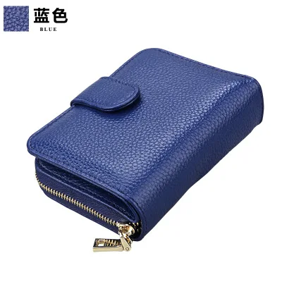 Royal blue Горячее предложение! Женский кошелек из воловьей кожи, банковские сумки для карт, кошелек для монет, женский маленький кошелек, двуслойный Rfid Дамский кошелек для девочек, сумка для денег - Цвет: Royal blue