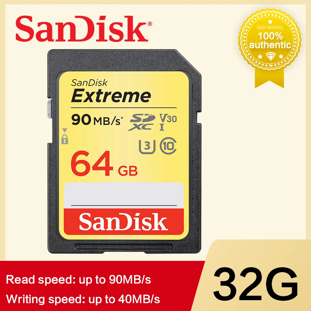 Двойной Флеш-накопитель SanDisk Extreme SD карта 32 Гб SDHC/SDXC карты памяти 128 ГБ sd-карта 64 Гб cartao de memoria U3 Class10 90 МБ/с. для Canon Камера