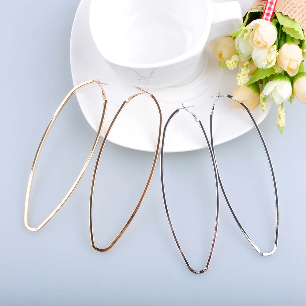 Gold Silver Color Geometric shape Earrings Punk Hiphop Big Hollow Party Brincos for Fashion Women Jewelry | Украшения и