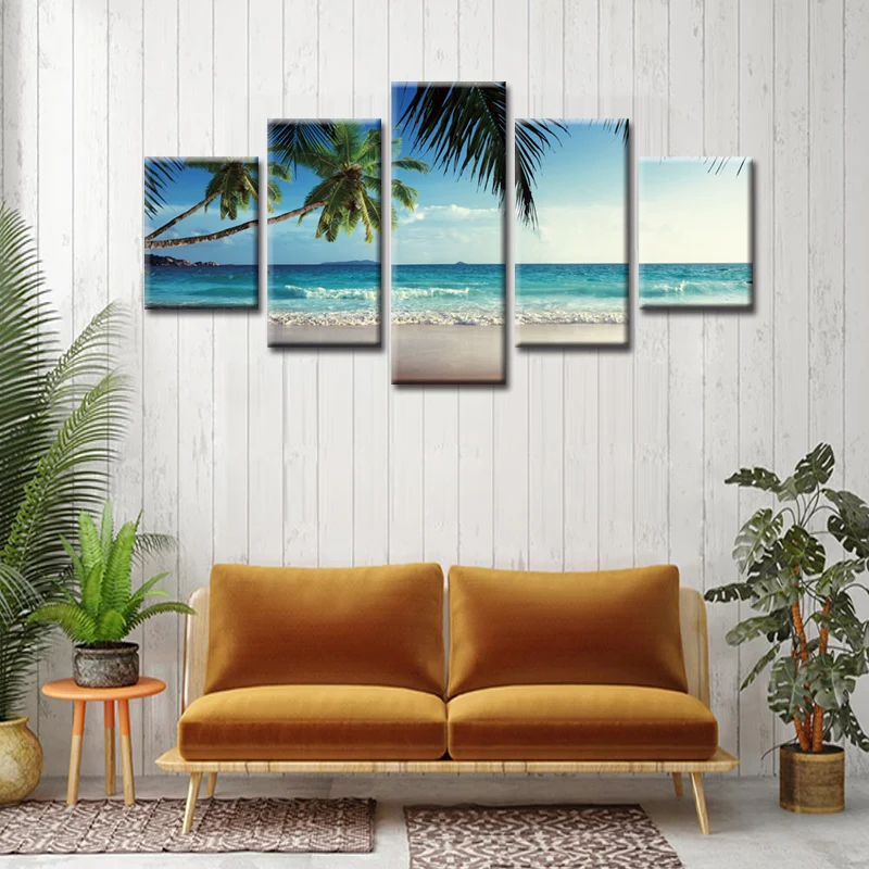 Мода 5 шт. красивые пляжные море холст стены искусства украшения дома фотографии