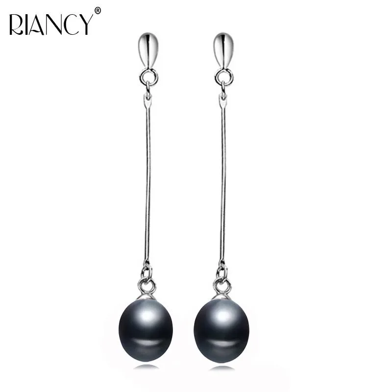 black pearl Earring Новое поступление модные высококачественные натуральные пресноводный черный жемчуг серьги для женщин серебро 925 пробы Роскошные ювелирные изделия подарок - Цвет камня: black pearl Earring