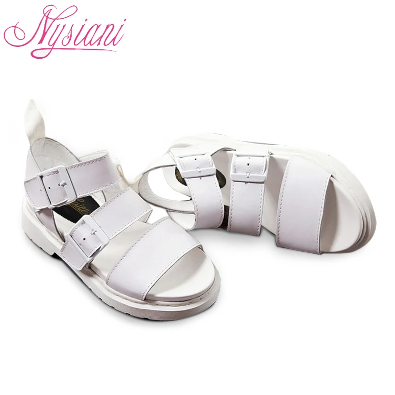 Nysiani кожаные сандалии летние Стиль Гладиатор 2017 квадратный каблук с открытым