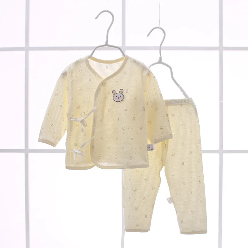 Baby Cotton Sleep wear Belt O-neck Unisex Clothing set Full Sleeve Summer Infant Clothes Premature newborn girl Boy sleeper | Детская