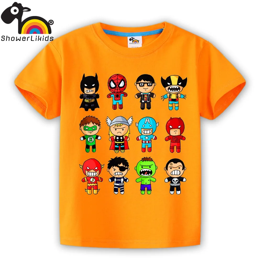 Showerlikids/хлопковая футболка с коротким рукавом высокого качества для мальчиков и