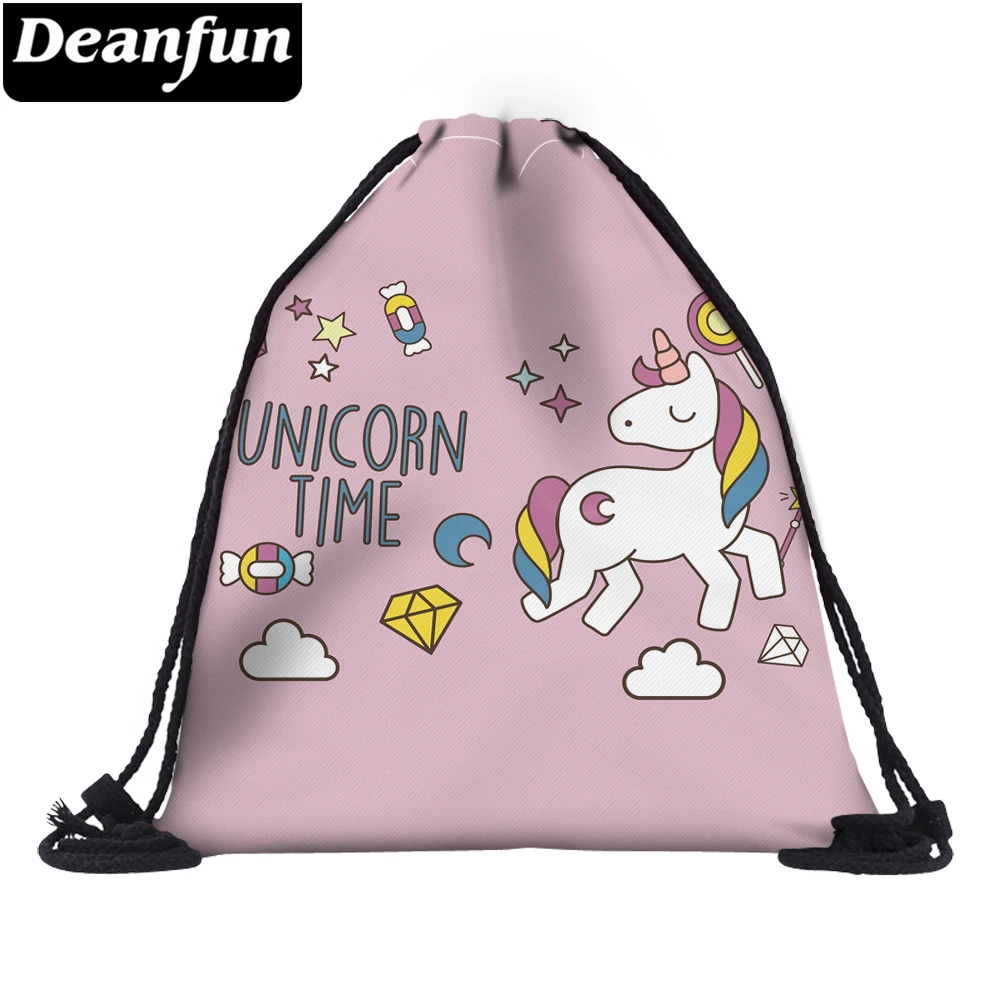 Сумка на шнурке Deanfun с 3D принтом в виде единорога красивая школьная сумка для