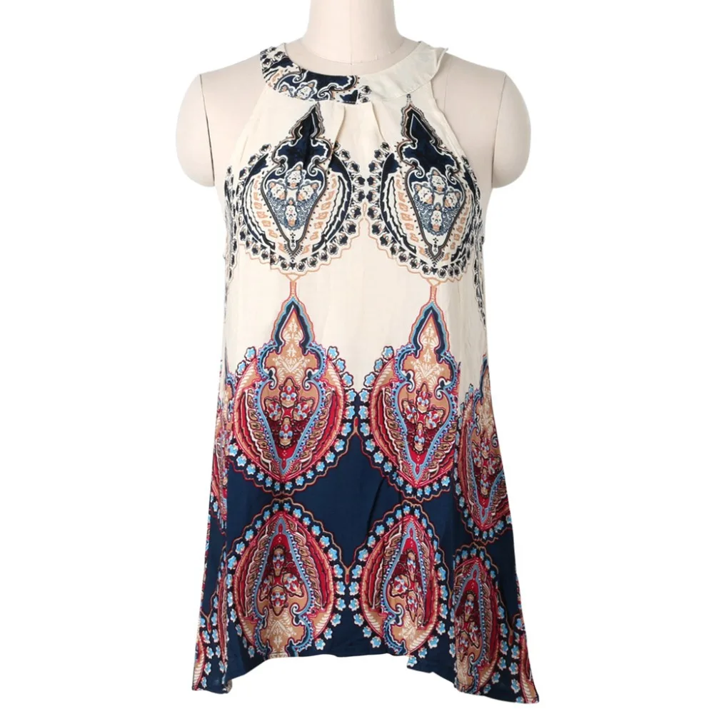 Женское короткое коктейльное платье без рукавов Boho летнее пляжное мини платье|mini