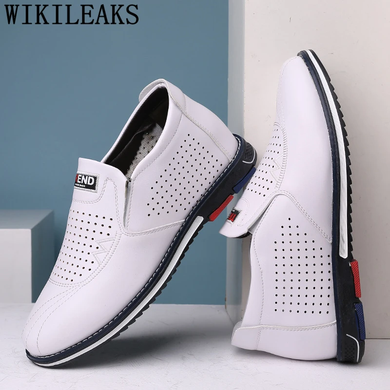 Elevator Shoes For Men Venting Hole Loafers Leather Brand Mens Casual Increase Within Zapatillas Hombre Ayakkabi | Обувь