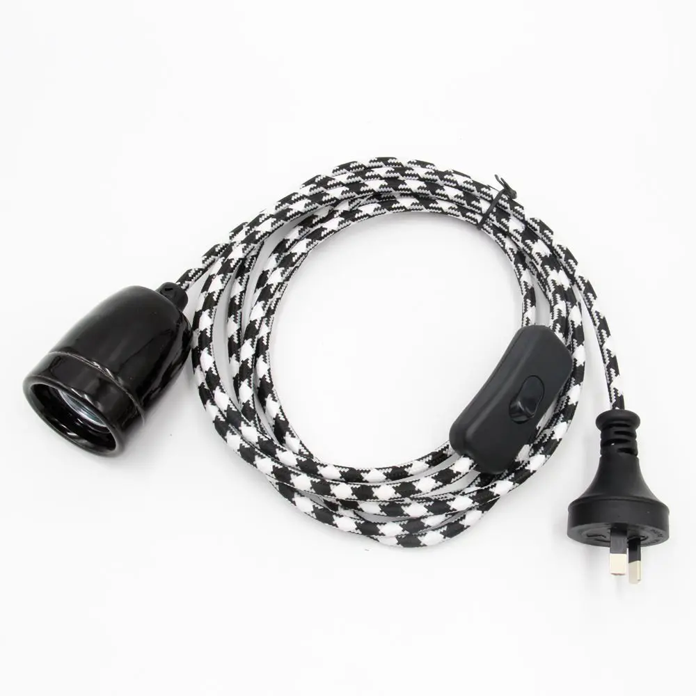 3 Meters Australia Plug Power Cord On/off Switch with Ceramic Lamp Holder E27 Hanging Light Cords Kit image 4