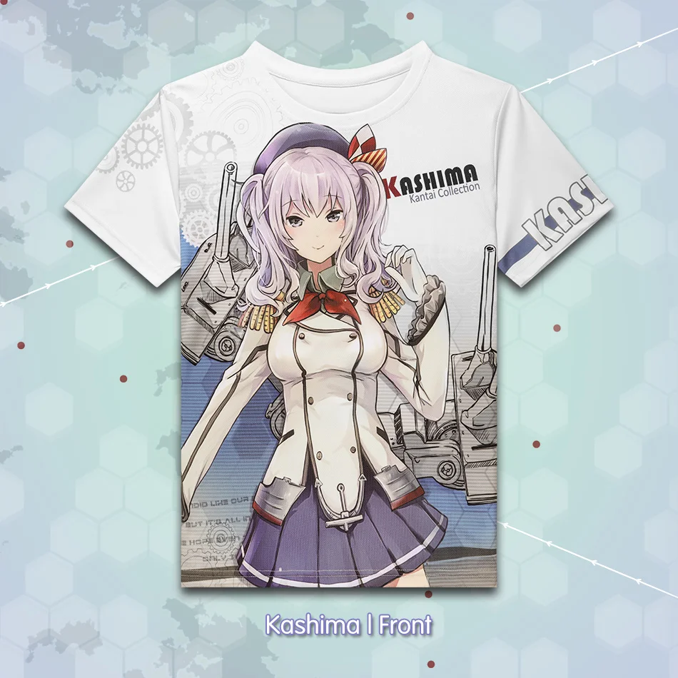 Аниме Kantai Коллекция Касима Eugen футболка Kancolle полиэстер Летняя активная Otaku