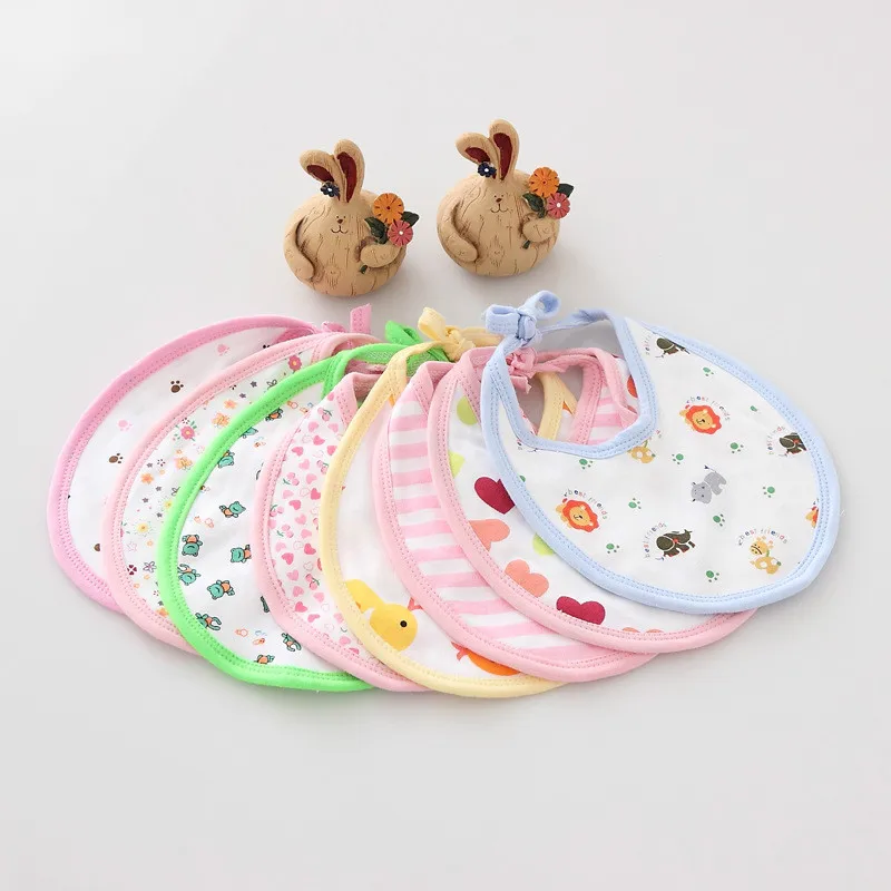 

5Pcs/lot 0-1 Years Baby New 100% Cotton Fashion Soft Unisex Solid Comfortable Cartoon Pattern Bibs Random Delivery0-6M
