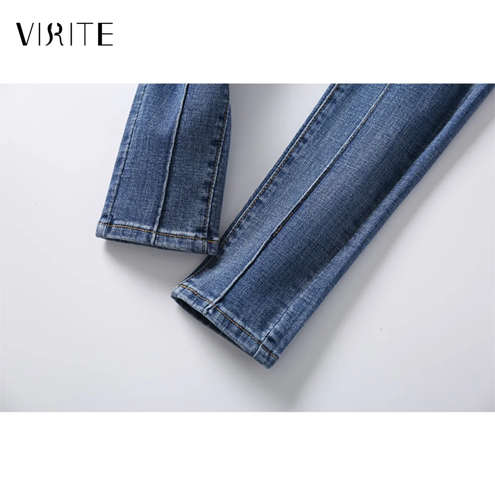 Женские джинсы с эластичной резинкой на талии VIRITE обтягивающие длиной до