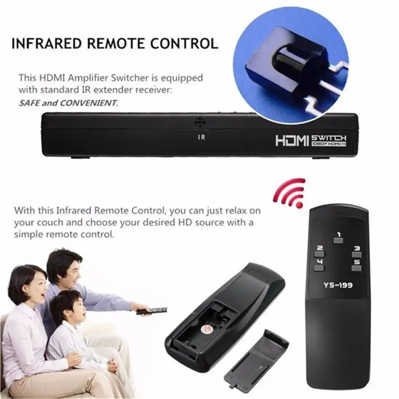 5 портов Hdmi переключатель сплиттер 1080P видео аудио конвертер для Ps4 Xboxone монитор