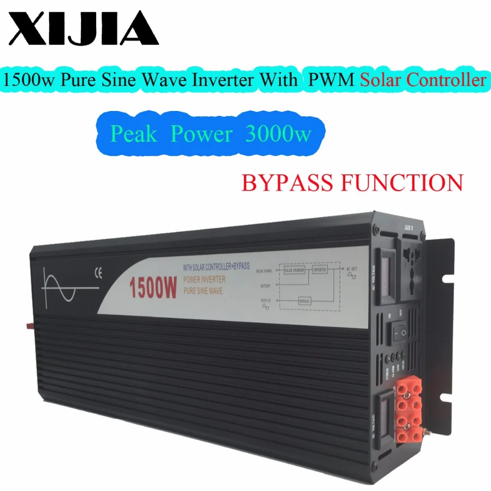 1500 Вт (peak3000W) чистый синусоидальный инвертор с солнечной контроллера 12 В 24 до 220