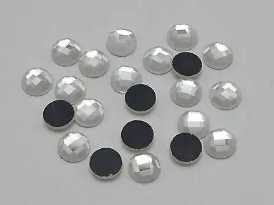 

100 Clear Faceted Round Flatback Glass Crystal Rhinestone Gems 8mm No Hole