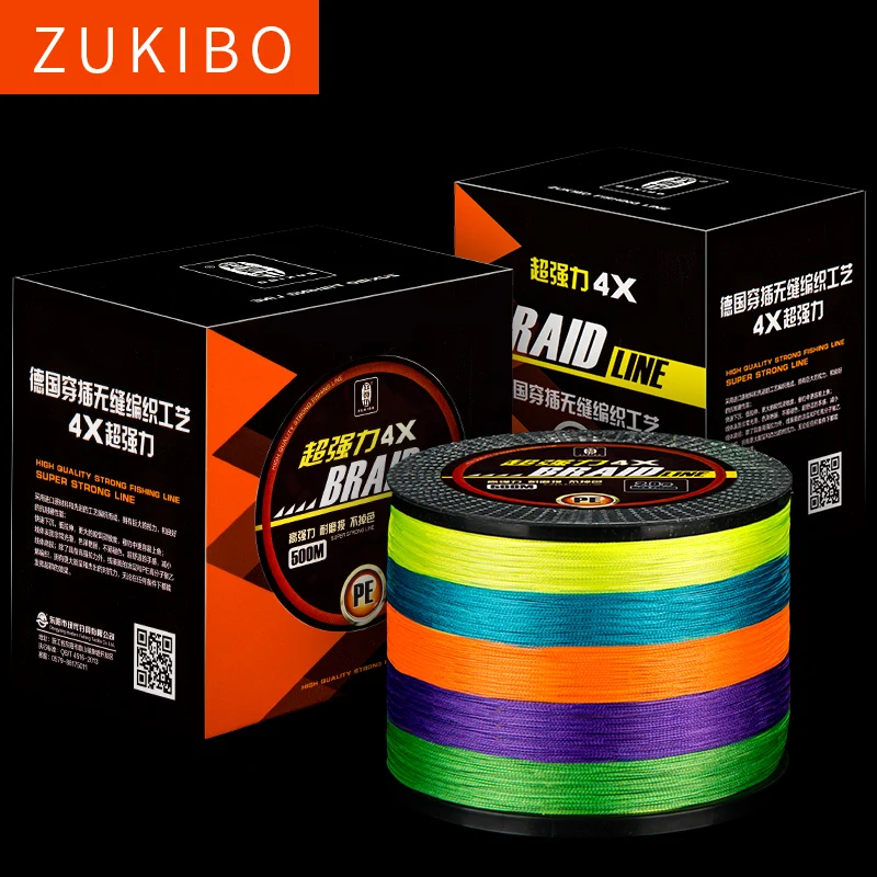 ZUKIBO 500 м PE плетеная леска супер прочная рыболовная веревка 4 нити высокого